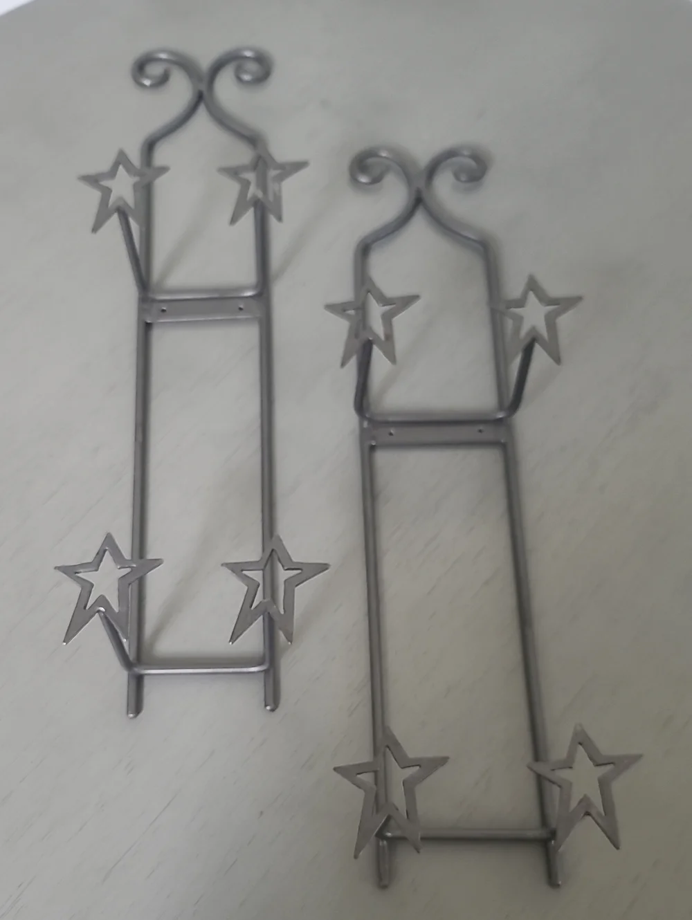 Set Of 2 Metal Decorative Star Accent Wall Hooks in Silver - Home Wall Decor